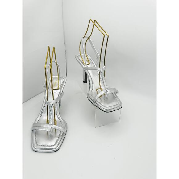 Frame Le Addison silver Metallic Leather Strappy Summer Sandals 37 - Picture 3 of 11